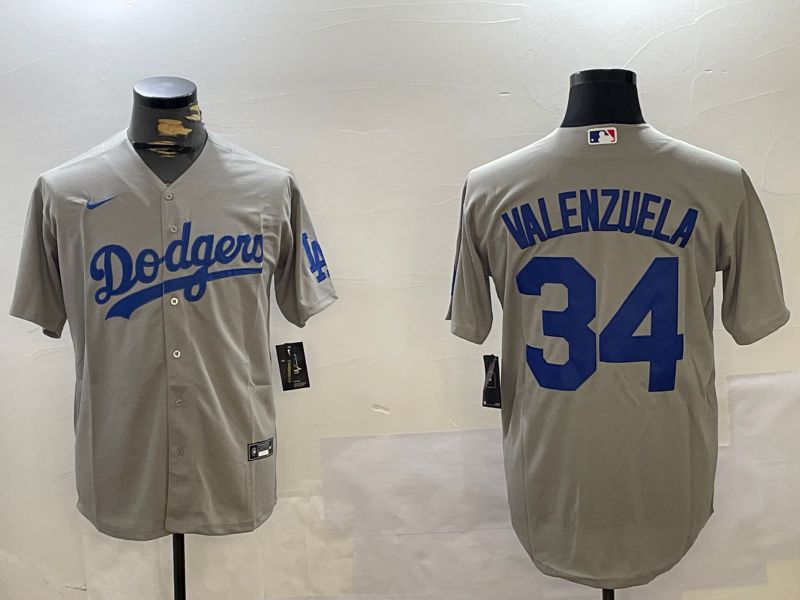 Men Los Angeles Dodgers #34 Valenzuela Grey Game 2024 Nike MLB Jersey style 11205